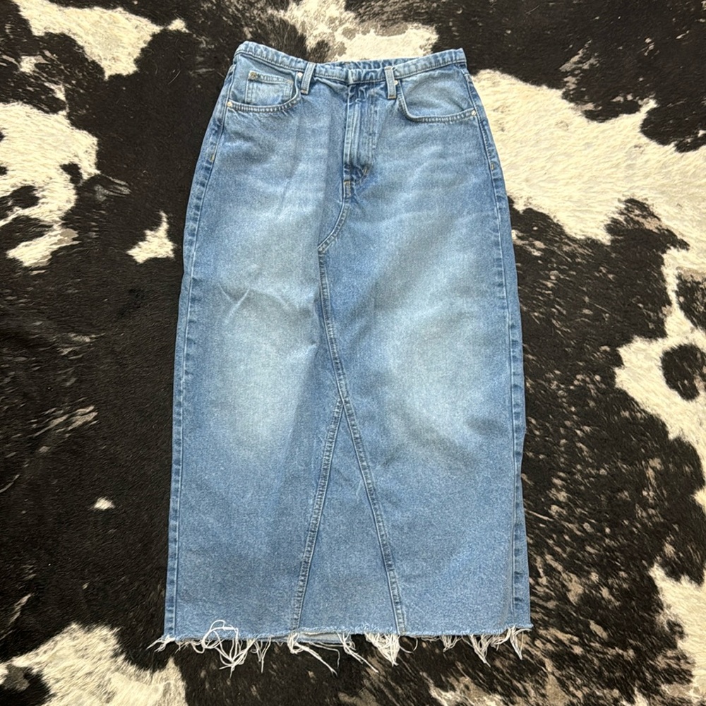 Cotton On Denim Maxi Skirt - slit in back, size 4